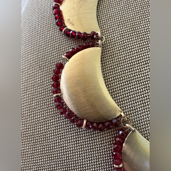 Vintage Gold and Red Statement Necklace - Picture 7 of 14